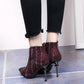 Booties Female Pointed Bare Boots Rhinestone Color Matching High Heel Martin Boots Banquet Shoes