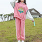 Girls' Suits Spring and Autumn Children's Loose and Casual Hooded Color-blocking Long-sleeved Tops Contrast Color Design Trousers Two-piece Set