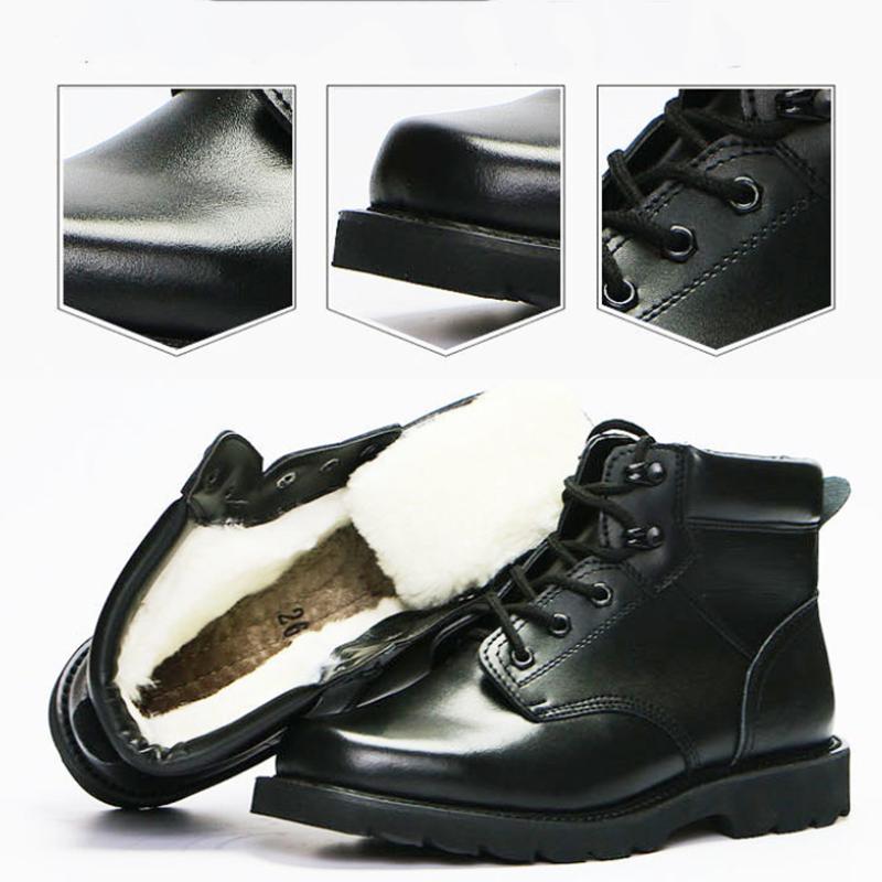 Men's Winter Warm Cotton Boots Wool Cotton Shoes Men's Non-slip Padded Father Shoes Leather Snow Boots