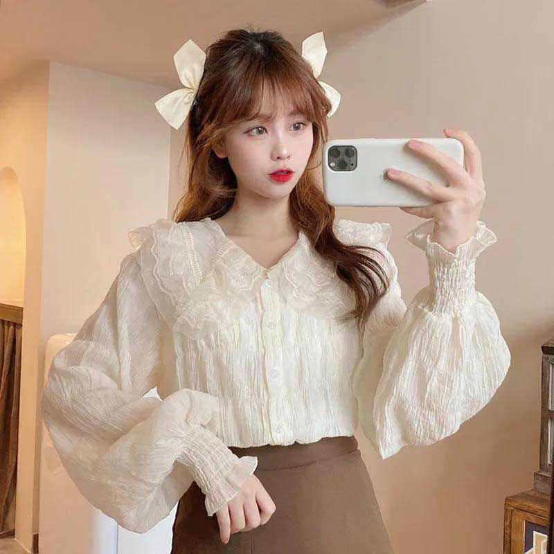 Spring Blouse Chiffon Shirt Women's Design Sense Niche Western Style Thin Shirt