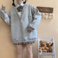 Autumn  Winter Button Cardigan Sweater Women Cute Embroidery Student Loose Coat Female College Style