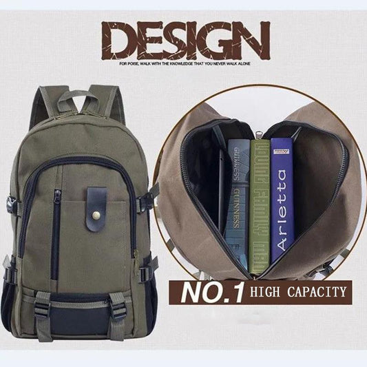 Canvas Backpack Men's Simple Large-capacity School Bag Fashion Trend Korean Student Backpack