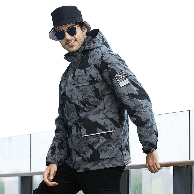 Outdoor Jacket Waterproof and Windproof Three-in-one Thickening Plus Velvet Winter Mountaineering Suit with Plus Velvet Liner Thick Coat Travel Jacket