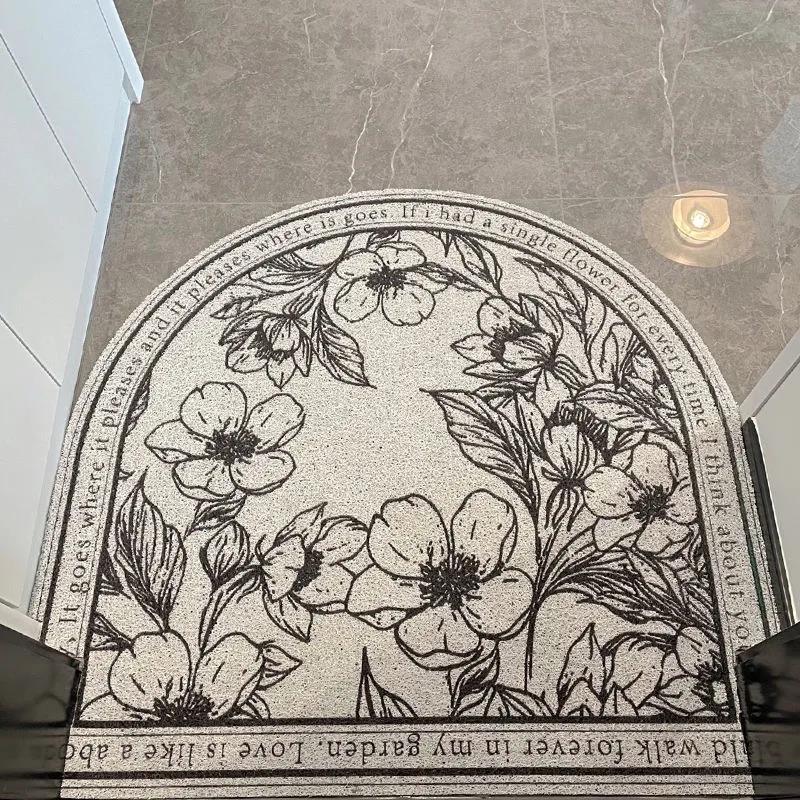Entrance Door Mats Semi-circular Nordic Entrance Door Silk Loop Non-slip Carpet Entrance Mats Can Be Cut