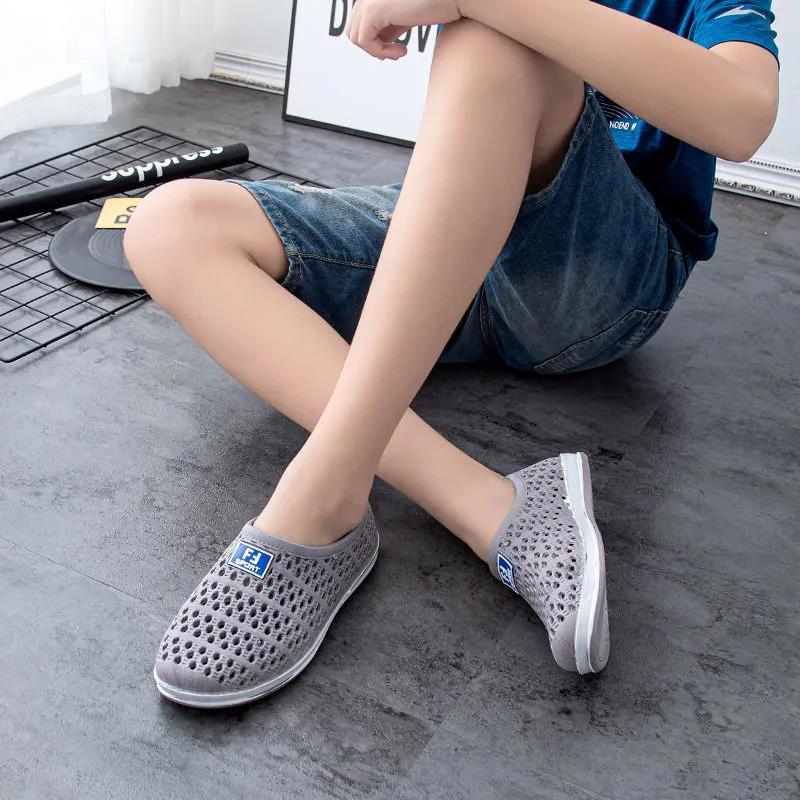 Summer Men's Beach Shoes Thick Bottom Non-slip Hollow Breathable Running Casual Shoes
