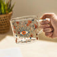 500ml Creative Scale Glass Mug Breakfast Milk Coffe Cup Household Couple Water Cup Sun Eye Pattern Drinkware