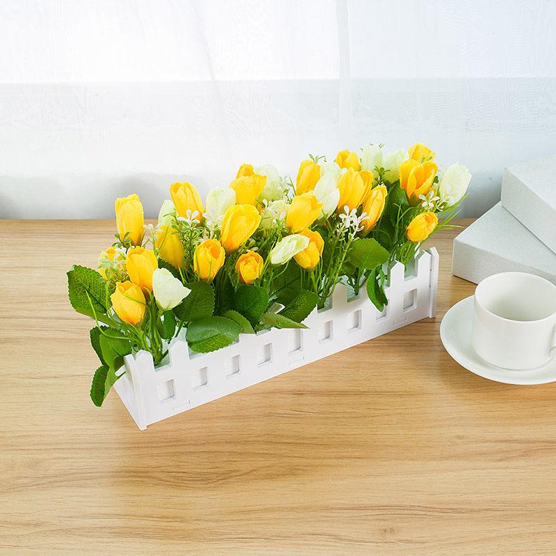 Simulation Fake Flower  Hanging Flower Basket Simulation Green Grass Small Potted Ornaments Plastic Flower Fence Floral Set Wall