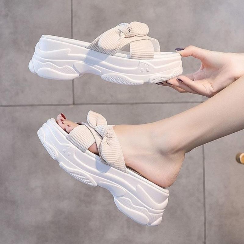4cm Heightening Sandals and Slippers Women's Summer Outer Wear Ladies Thick Bottom Sponge Cake Temperament Sweet Wind Slippers