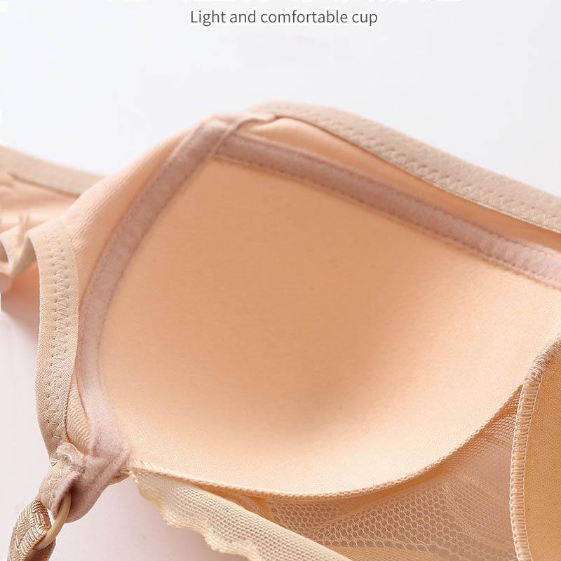 Women's Thin No Rims Sexy Lace Underwear Anti-glare Anti-sagging Breasts Full Cups Breathable Light and Soft Bra