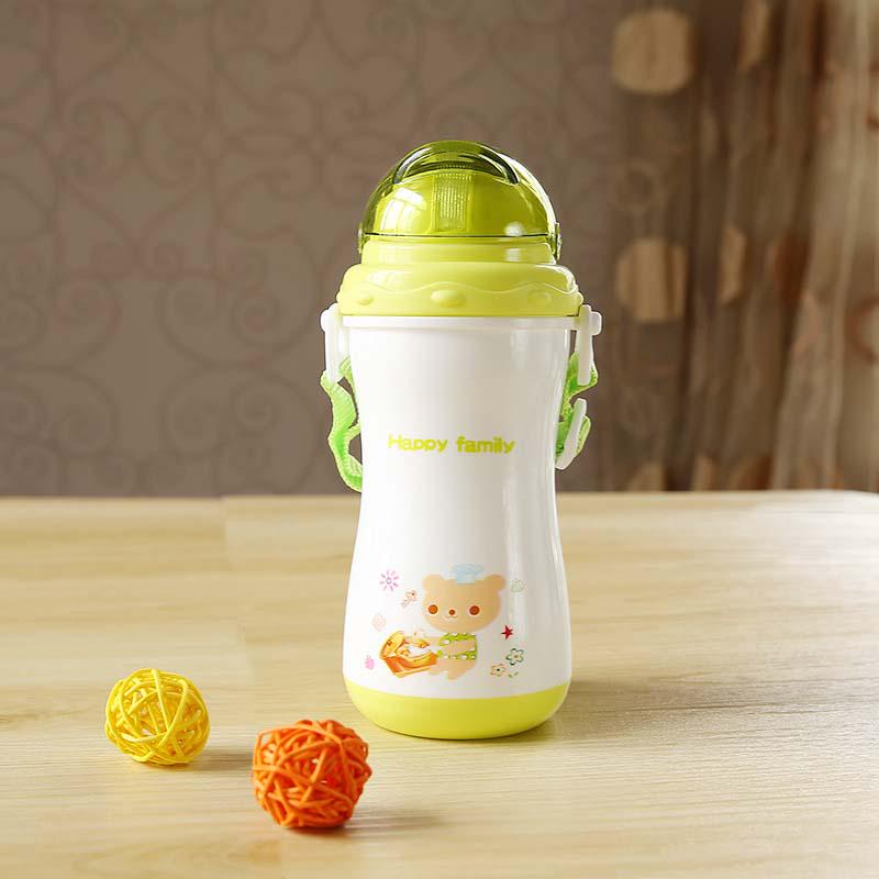 300ml Children 'S Plastic Feeding Cup Baby Portable Feeding Bottle With Straw Leak Proof Dura