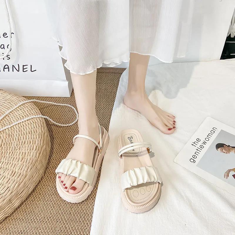Trifle Platform Sandals Female Summer Fairy Style Student Fashion Roman Flats