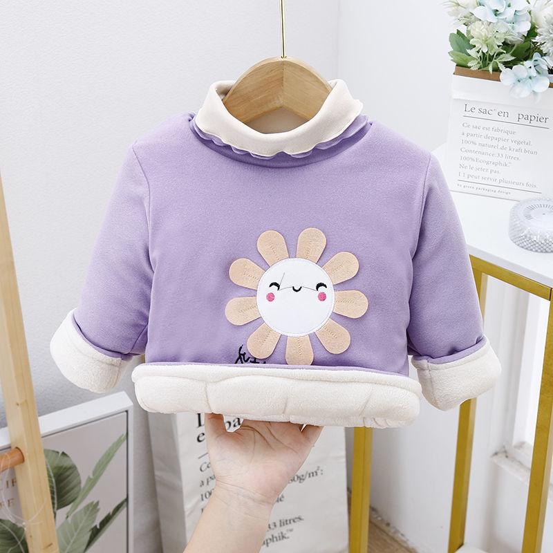 Children's Velvet Padded Winter Quilted Cotton Clothing Turtleneck Pullover Quilted Jacket Warm Sweater