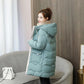 Down Cotton Jacket Winter Thicken Warm Loose Fashion Color Glossy Disposable Stand Collar Mid-length Cotton Jacket Women