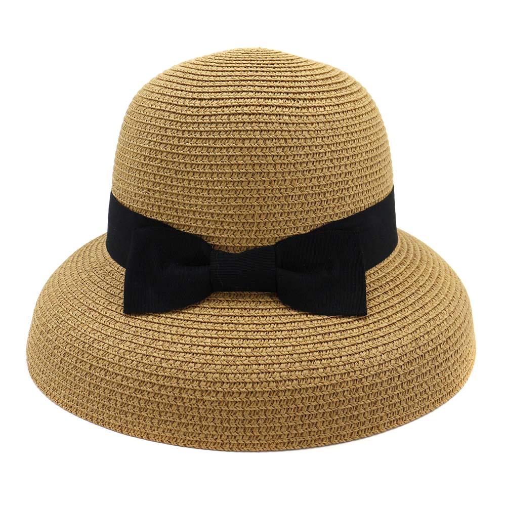 Sun Hat Women Bowknot Straw Sun Hat Floppy Wide Brim Summer Beach Uv Protective Hat