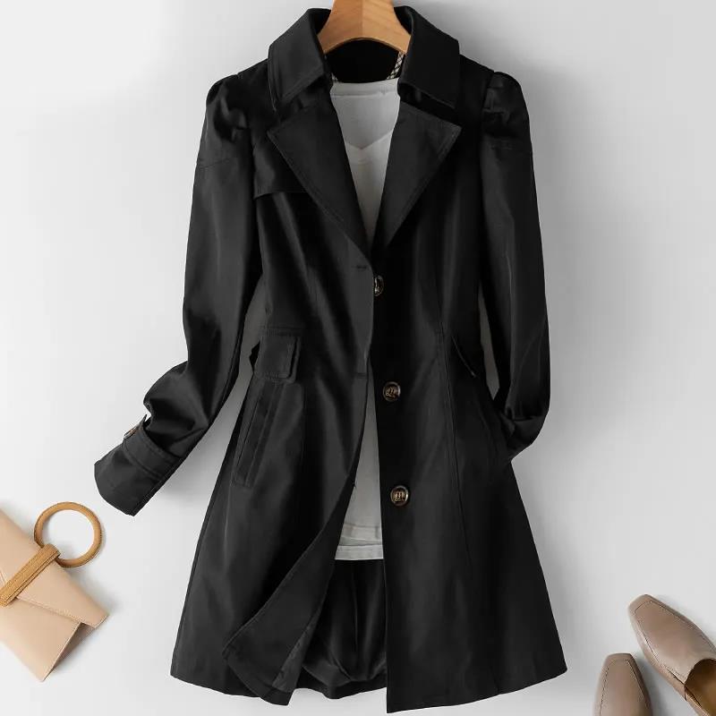 Women's Windbreaker Autumn Coat Korean Style Slim Mid-length Windbreaker Women's Coat