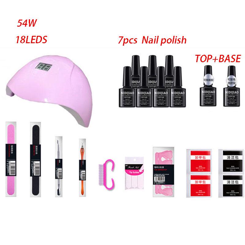 Nail Polish Kit Nail Tools 54W UV Lamp Nail Dryer Top Base Coat Manicure set Nail Art Kit Set