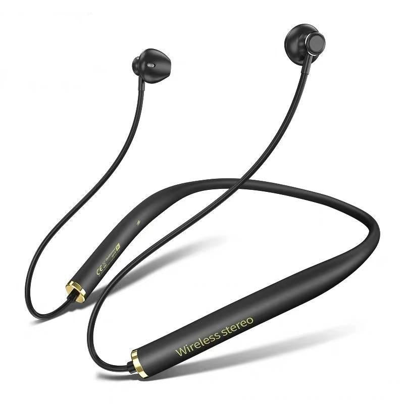 New Sports Bluetooth Headset Metal Magnetic Wireless Double Bass In-ear Lug Silicone