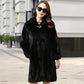 Imitation Mink Fur Coat Women's Mid-length Fur Coat Hooded Ladies Warm Loose Soft Coat Thin Cotton Jacket