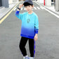 Boys Spring and Autumn Sports Set Long-sleeved Pullover Round Neck Smiley Pattern Printing Gradient Color Sweater Trousers Two-piece Set
