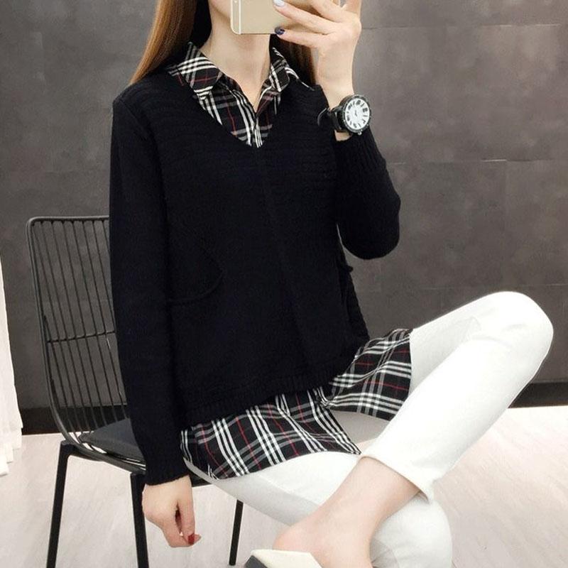 Spring and Autumn Loose Knit Sweater Casual Simple Bottoming Shirt Long Sleeve Women's Sweater