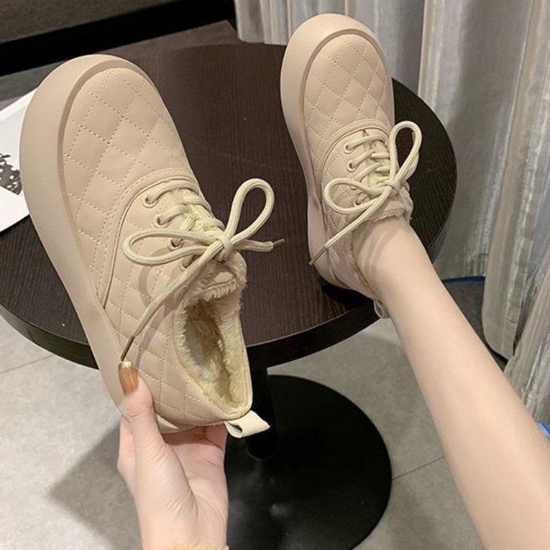 Women's Cotton Shoes Winter All-match Plus Velvet Warm and Comfortable Flat Shoes