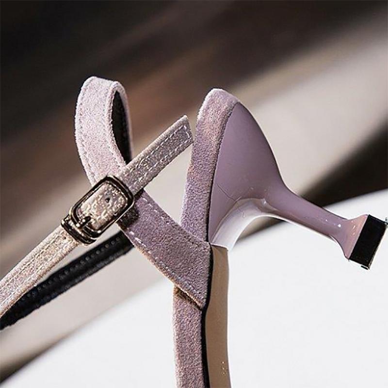 Korean Women's Sandals High Heel Stiletto Ladies Sandals Fashion All-match Buckle with Cat Heel Women's Shoes