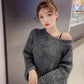 Fashion Loose Crewneck Sweater Bright Silk Knitted Knit Sweater Women's Lazy Wind Long Sleeve Thickened Sweater