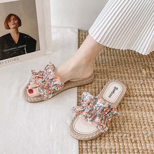 Flower Fairy Sandals and Slippers for Women's Outer Wear Summer Fashion All-match Beach Shoes