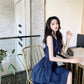 Female Simple Elegant Slim Dress Summer Vintage Sleeveless V-neck Graceful Party A-line Dress