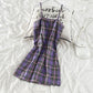 Purple Plaid Sling Dress 2 Pieces Ladies Suit Skirt Spring and Summer Sling  Casual Vacation Office Home
