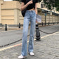 Blue / Black Straight Hairs Pants Spring Autumn High Waist Slim Slim Micro Jeans Ladies