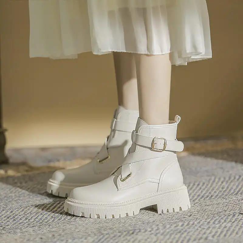 British Style Martin Boots Women Spring and Autumn Single Boots Thick-soled Leather Short Boots Summer Thick Heel Boots Children