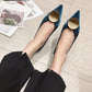 OL Style Velvet Pointed-toe Shoes Women Metal Round Decoration Flats Shoes Soft Low Heels for Ladies
