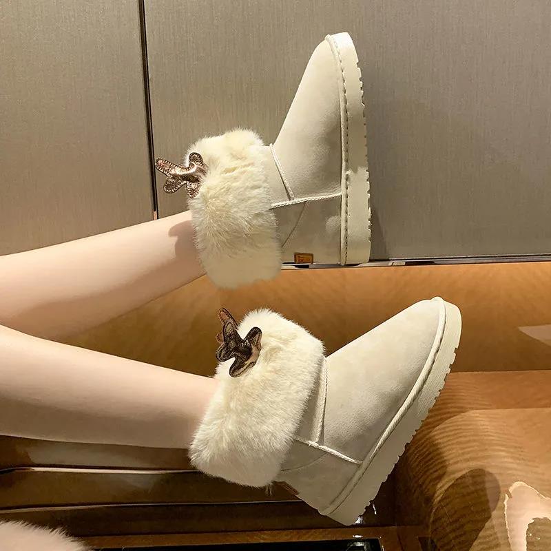 Women's Shoes Winter Warm Cute Elk Antlers Snow Boots Plus Velvet Cotton Shoes Women Casual Shoes