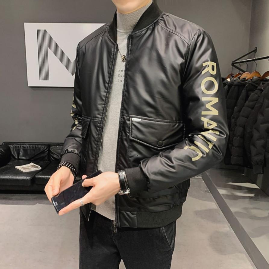 Winter Down Jacket Men's Baseball Collar Casual Jacket Korean Version of The Trend of White Duck Down Thickened Warm Gloss Slim Short Jacket