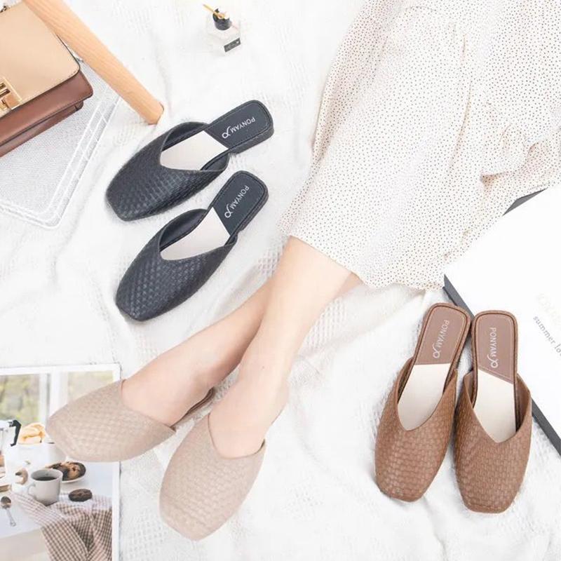 Fashion Slippers Women Summer Wear Korean Style Trend Lazy Wild Half-drag Fashion Flat Sandals and Slippers Women