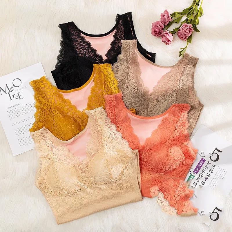 Thermal Underwear Ladies Plus Velvet Thickening High Elastic Slim Body Shapewear V-neck Tie Chest Pad Vest Free Underwear