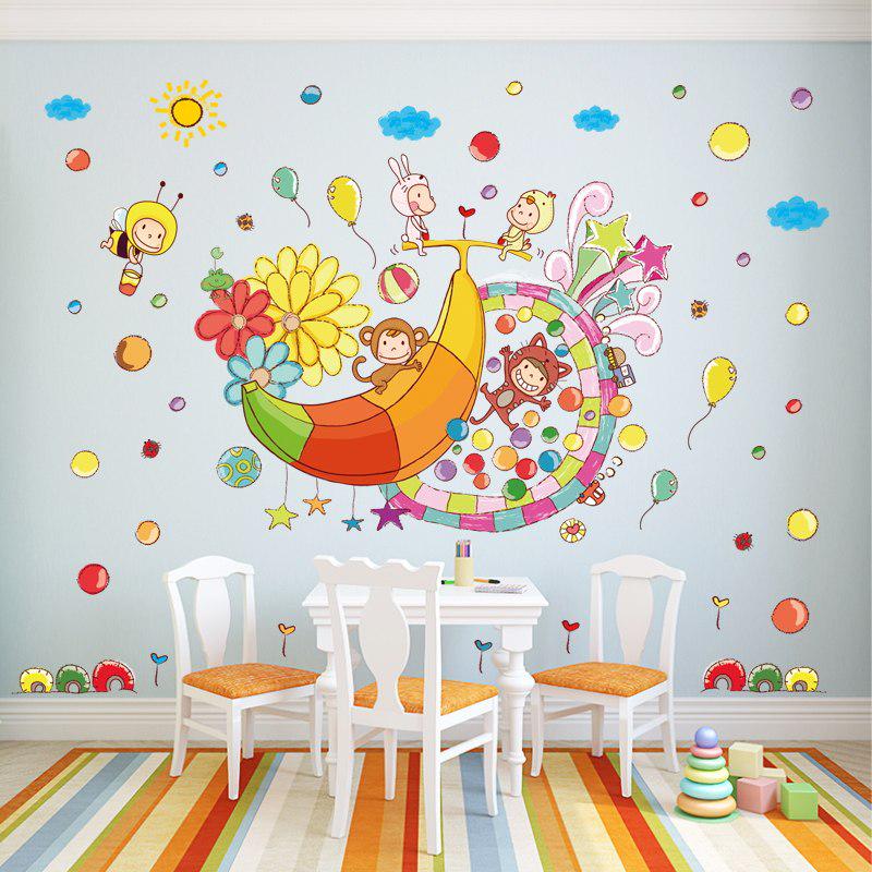[Wall sticker ]Colorful Banana Amusement Park Monkey Bee Balloon Wall Stickers For Kids Rooms Baby R