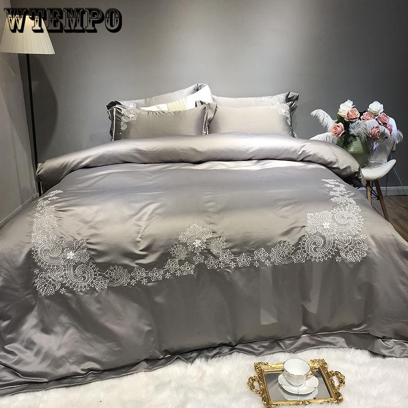Luxury Duvet Cover Bedding Set Comforter Sets Double Bed Linen Linen Silk Pillowcase 4pcs