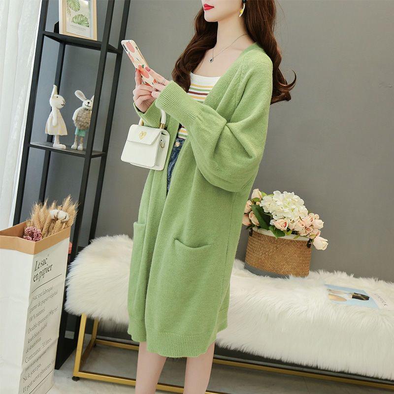 Autumn and Winter Casual Cardigan Mid-length Long-sleeved Warm Sweater Loose Pocket Fashion Coat