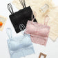 Tank Top with Built In Bra Camisole Bralette Crop Top Sexy Lingerie Women Sleevesless Padded Undershirt Lace Strap Camis White