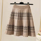 Ladies Autumn and Winter Short Skirts Fashion Knitted Skirts High Waist A-line Skirt Retro Pleated Skirt Little Black Skirt Wool Umbrella Skirt