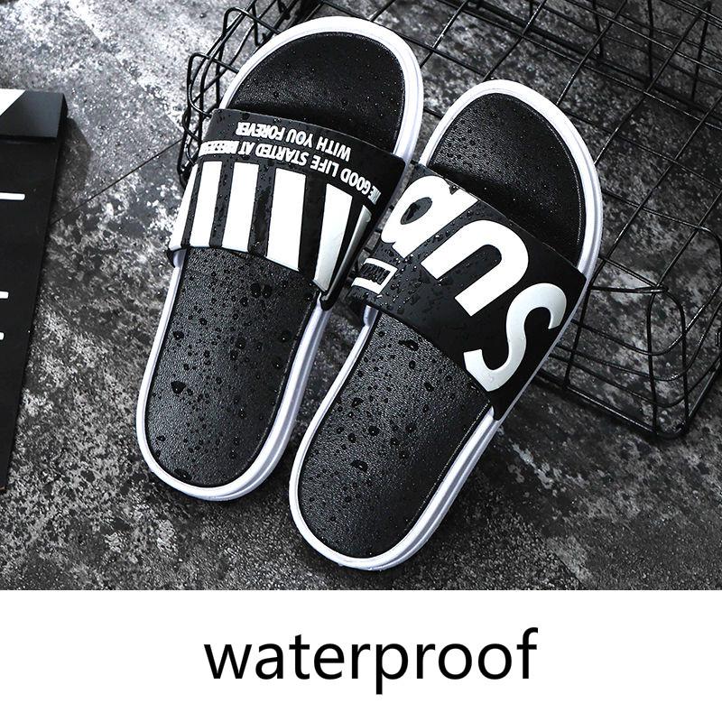 Sandals and slippers men and women fashion word drag couple outdoor wear black and white extra large
