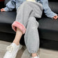 Autumn and Winter Plus Velvet Thick Sports Pants Women's Loose and Thin Wide-leg Straight Pants Gray Leggings Outer Wear Casual Sweatpants