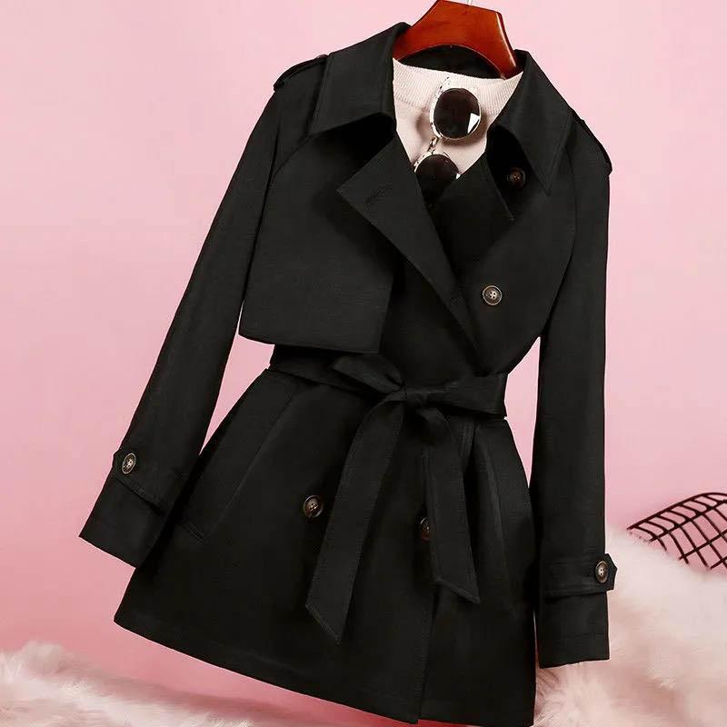 Spring and Autumn Styles Popular Temperament Windbreaker Short Short Short British Style Coat Significantly Taller Jacket Women