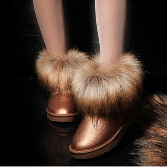 Flip Wool Snow Boots Women Waterproof Frosted Large Cotton Plus Velvet Thick Warm Women's Cotton Shoes