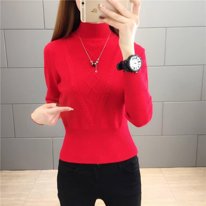Women Green turtleneck sweater warm winter Casual Soft Slim Femme Elasticity Knitted Pullovers