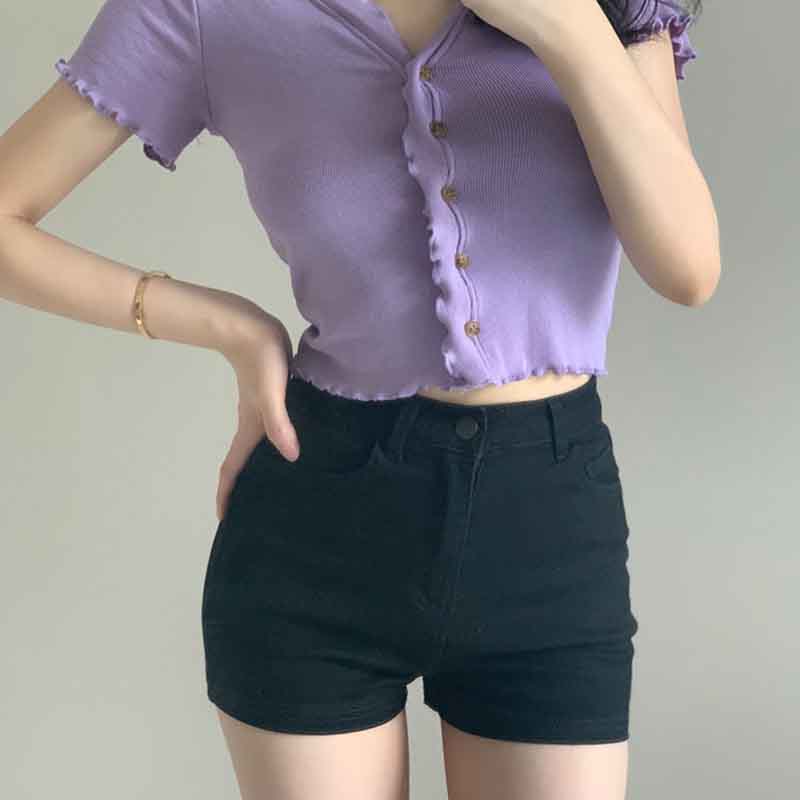 Ultra-short Bag Hip High Waist A-line Denim Shorts Women's Summer Thin Buttocks Sexy Girl