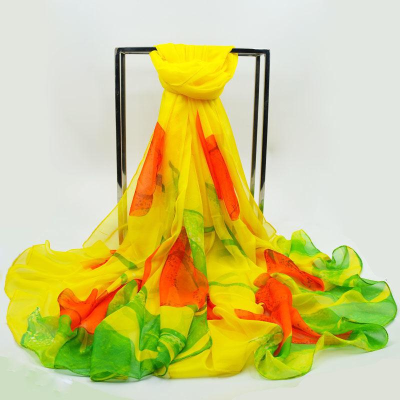 Flower Wrap Shawl Silk Imitation Satin 200*140cm Women Elegant Scarf  All-match Headscarf Sunscreen Gauze Shawl