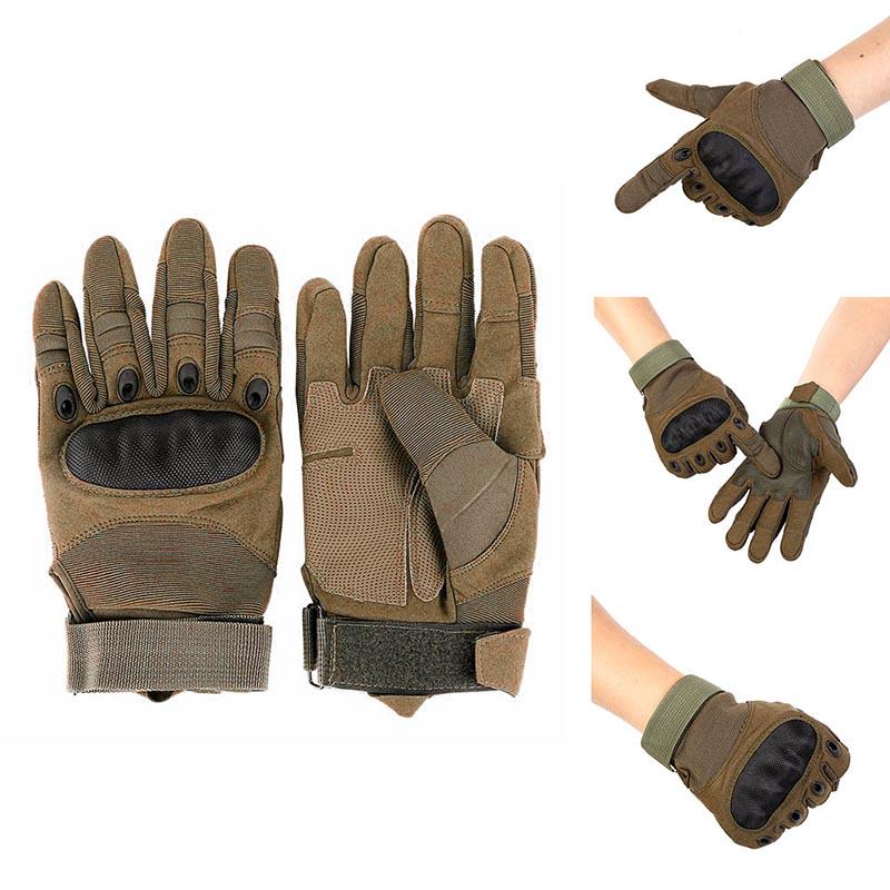 Outdoor Tactical Gloves Sport Anti-Skid Rubber Hard Knuckle Full Finger Gloves
